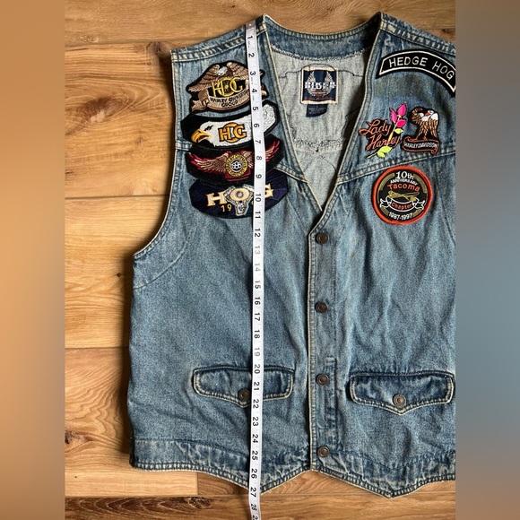 VTG Harley-Davidson Ladies of Harley 1990s Denim Vest Blue Jean Patchwork Large - Picture 13 of 15